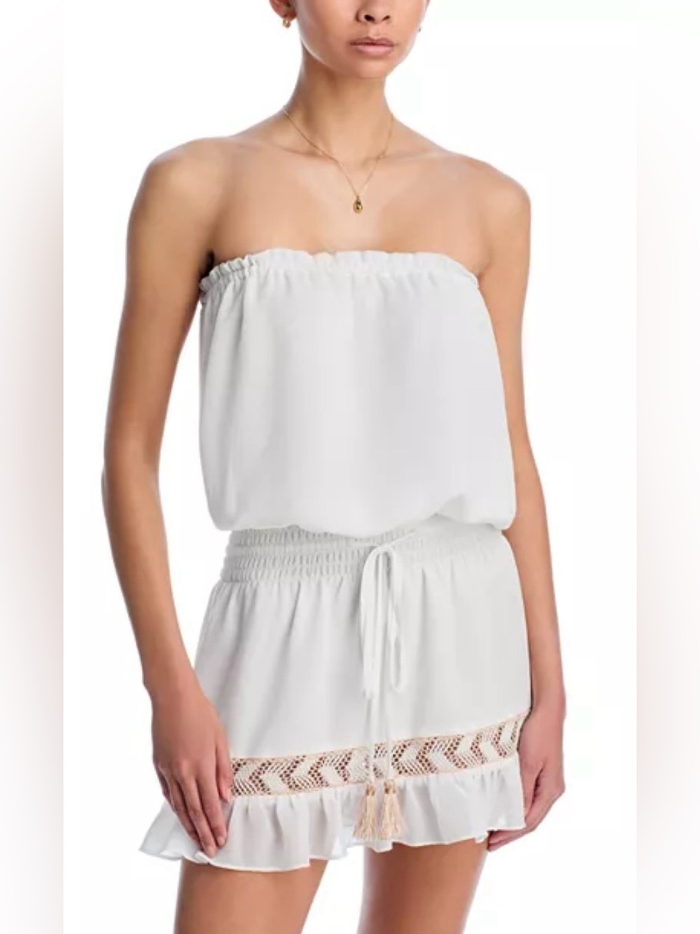 NWT Ramy Brook White Strapless Swim Coverup Mini Dress